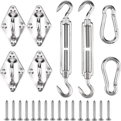 8Pcs Multifunctional Stainless Steel Sunshade Sail Hardware Mounting Set Turnbuckle Carbine