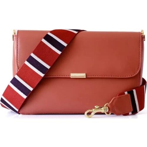 The New Wide Shoulder Strap And Slung Shoulder Bag Retro All-match Small Square Bag With Large Capacity Simple Flip Postman Bag