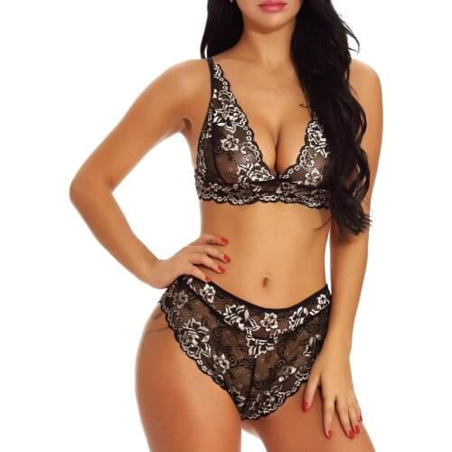New Fashion Mature Underwear Female Sets Charm Floral Sexy Bra Women Lingerie Lace Brassiere Deep V Push Plus Size Comfort Bras