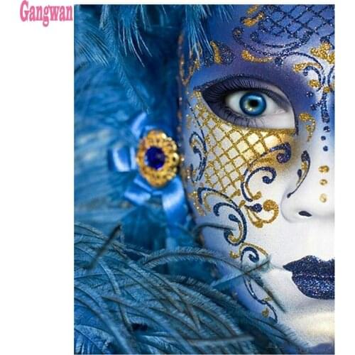 New square round Stones Square Diamond Painting blue Masks woman Diamond Embroidery sale Mosaic bead Cross Stitch wall sticker