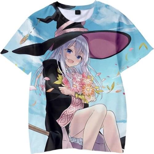 New Anime Majo no Tabitabi Wandering Witch The Journey of Elaina Flan Saya Sheila Cosplay T Shirt Men Melida Angel T-Shirt