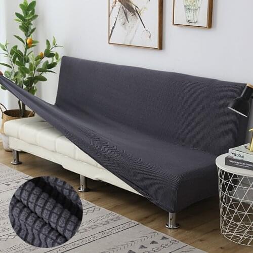 Polar Fleece Fabric Armless Sofa Bed Cover Solid Color Without Armrest Big Elastic Folding Furniture Decoration Bench Covers