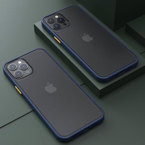 LOVECOM Luxury Transparent Matte Phone Case For iPhone 11 12 Pro MAX Mini XS XR X 7 8 Plus Hybrid Shockproof Silicone Back Cover