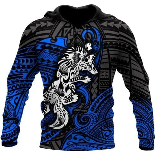 The most fashionable Polynesian Wolf Tattoo autumn winter Sweatshirt 3D print Unisex casual Zip Hoodie Hoodie