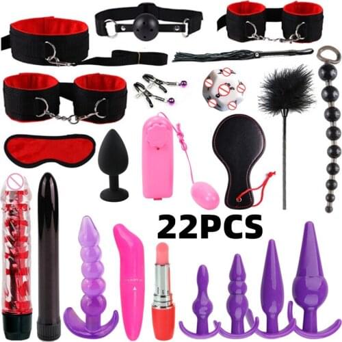 Sex Toys for Couples Handcuffs Whip Gag Bdsm Vibrator Bondage Anal Plug Set G-Spot Flirt Games Erotic Toys Sex Masturbator