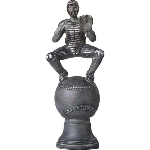 Aged Effect Resin Baseball Player Statue Handmade Softball Sculpture Sports League Trophy Souvenir Decor Gift Craft Ornament