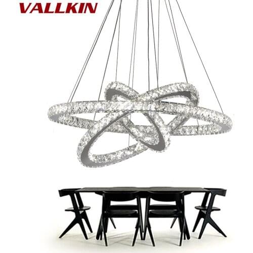 Modern Dinning Room LED Ring Pendant Lighting Crystal LED Hanging Lamp Lustre Stainless Steel Kitchen Pendant Lighting Lamps