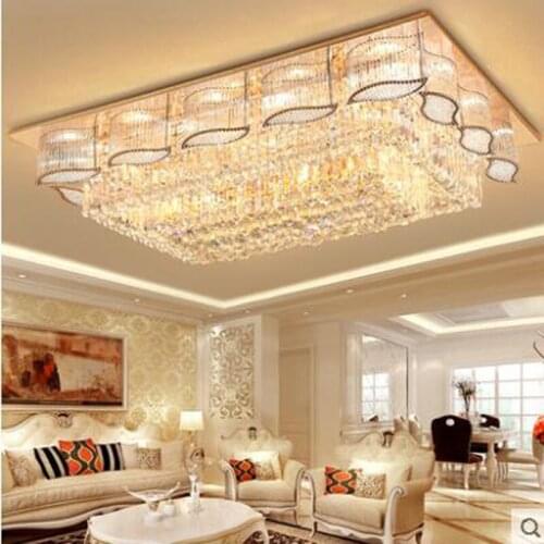 Led ceiling lamp luxury crystal headlight rectangular living room lamp modern minimalist atmosphere restaurant bedroom lamps