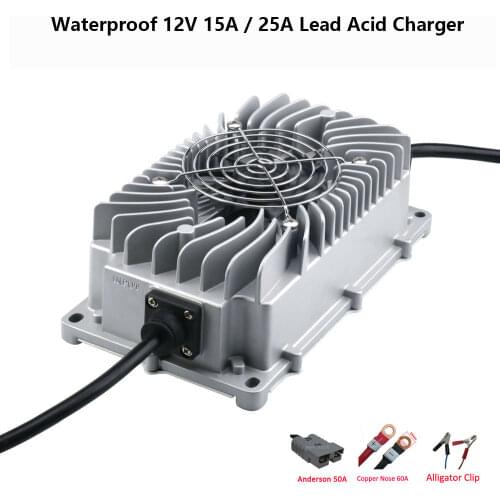 600W 12V 25A LiFePO4 Lead Acid Lithium Waterproof Charger 12.6V 14.6V 14.7V Full Seal Smart Energy Storage Battery Fast Charger