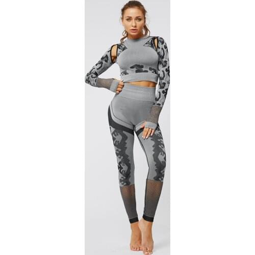 Workout Clothes for Women Print Sportswear Woman Fitness Sports Suit Female Leggings Top Gym Workout Set Jogging Femme Winter