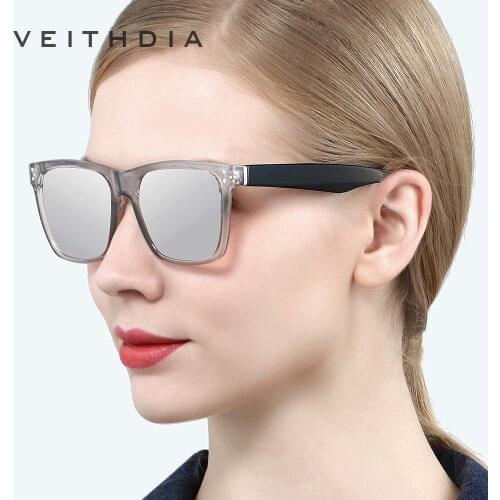 VEITHDIA Fashion Unisex Sun Glasses Photochromic Polarized Sunglasses women Square Design Mirror Sunglass Female V7018