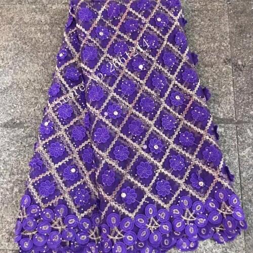 High Quality With 3d flowers lace Fabric with beads For Wedding New Arrival African French Net Lace Fabric