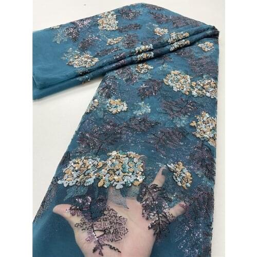 XIYA 2021 African Sequins Lace Fabric New Fashion French Mesh Lace Fabric With Sequins Nigerian Tulle Lace Fabric 4089B-1