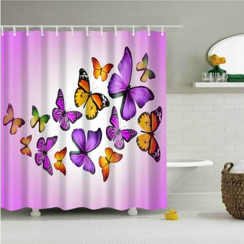 Shower Curtain Art Bathroom Decor Flying Butterflies Bath Curtains Bathroom Curtain With Free Hooks