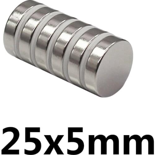 1/5/10PCS 25x5 mm Permanent Magnetic 25mmx5mm Bulk Steel Round Magnets 25x5mm N35 Neodymium Disc Magnet 25*5 mm circular 25