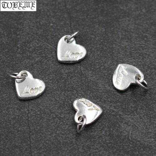 100% 925 Silver Heart-shape Charm 925 Sterling Silver Small Heart Mini Pendant DIY Jewelry Love-Heart Charm Bracelet Charm