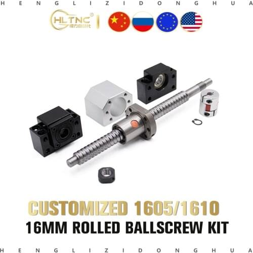 1300 to 1500mmSFU1605 set rolled ball screw end machined+flange nut+housing dsg16h+BKBF/EKEF/FKFF12 end support+coupler for cnc