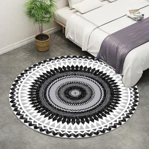 200cm Simple Black and White Gray Geometric Ethnic Style Round Living Room Bedroom Hanging Basket Chair Non-slip Mat