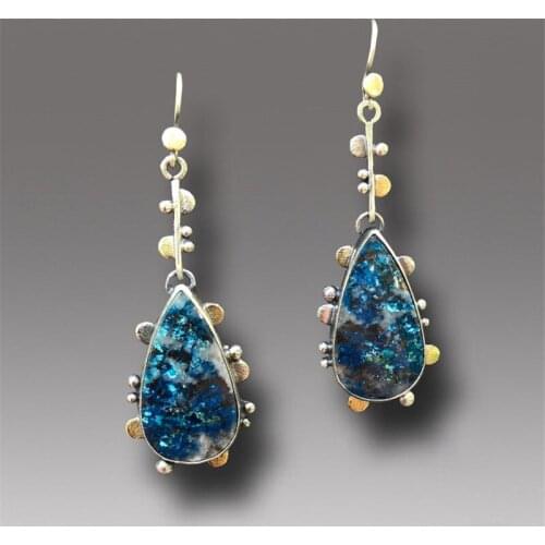 2020 Bohemian Blue Resin Teardrop Dangle Earrings For Women Ladies Fashion Jewelry Statement Drop Earring Brincos Gift Bijoux