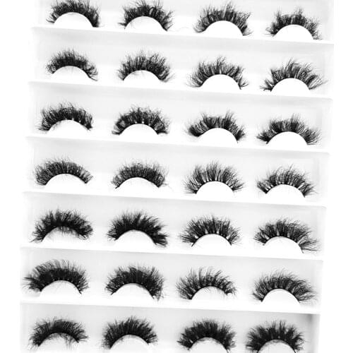 2021 New 14Pair 25 mm Mink Eyelashes Fluffy Lashes Dramatic Messy Long False Eyelashes Makeup Wholesale 25mm 3d Mink Lashes