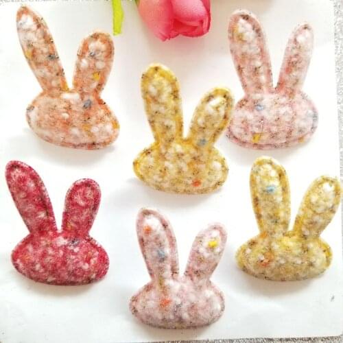 30Pcs/Lot 4*2.7CM Cartoon Childrens Plush Knitted Rabbit Padded Appliques For DIY Hair Clips Decor Accessories