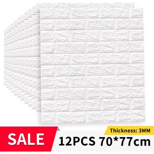 12 Pcs 3D Wall Stickers Imitation Brick Wallpapers Anti-Collision Sponge Wall Sticker Mural Bedroom Decorative наклейки на стену