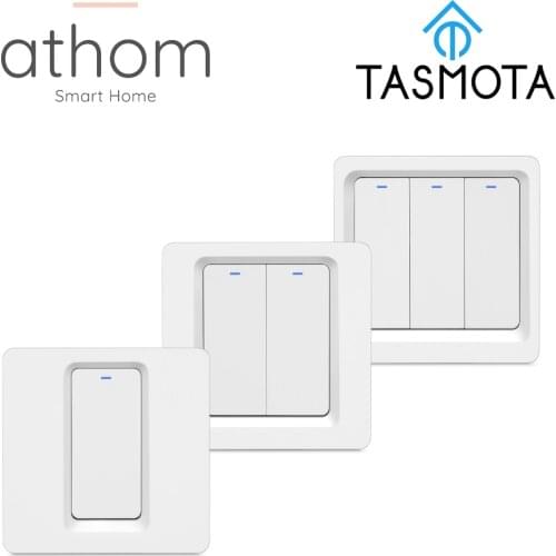 ATHOM Pre Flashed Tasmota ESP8266 Based WiFi Switch Key 1/2/3 Gang Neutral Needed