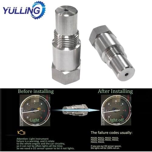 YULLING Car Oxygen O2 Φ57mm Sensor Adapter CEL Fix Check Engine Light Eliminator M18*1.5 Extender Fitting Test Pipe