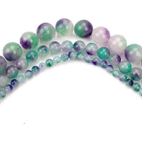6 8 10mm Natural Round Shape Stone Purple Green Flower DIY Beads Fashion Jewelry