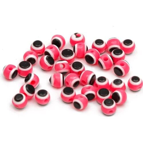 MEIBEADS 100pcs 4mm Evil Eye hole Beads Resin Red Color Loose Spacers Beads Fit Women Diy Evil Eye Bracelet Earring Jewelry