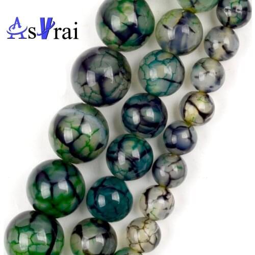6 8 10mm Natural Stone Green Dragon Veins Agates Beads For Jewelry Making Round Loose Spacer Beads DIY Bracelet Necklace Charms