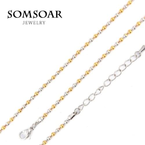 316L Stainless Steel Gold and Silvering Two Tone Alegre Faceted Ball Chain for Locket My Coin Holder Necklace Jewelry 10pcs/lot