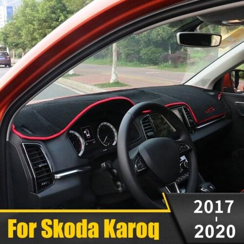 For Skoda Karoq 2017 2018 2019 LHD Car Dashboard Cover Mats Avoid Light Pads Sun Shade Carpets Anti-UV Protector Accessories
