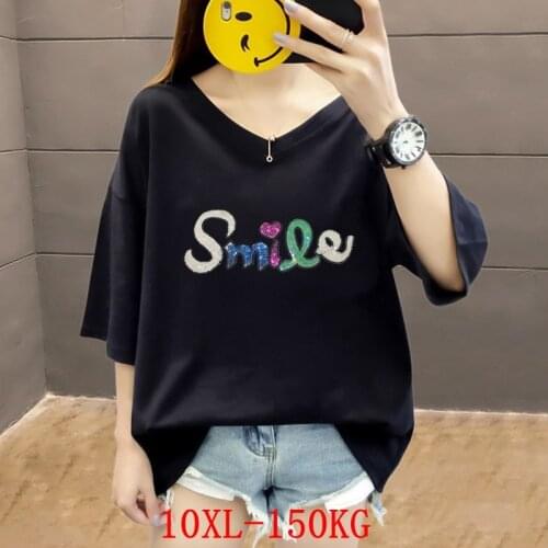Large womens T-shirt plus size 7XL 8xl 9xl 10xl summer V-neck short sleeve loose oversize black red white big T-Shirt Top