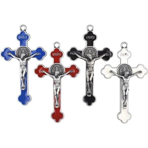 Hot Sale Decorative Religious Metal Alloy Cross Metal Catholic Jesus Crucifix Pendant 6pcs