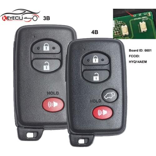 KEYECU Board ID: 271451-6601 Smart Remote Key 312MHz/314MHz/433MHz for Toyota Land Cruiser 2013 2014 2015 FCCID: HYQ14AEM