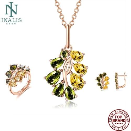INALIS Fashion Jewelry Sets For Women Multi-Color CZ Earrings Olive Tree Zircon Peace Female Jewelry Hot Selling Festival Gift