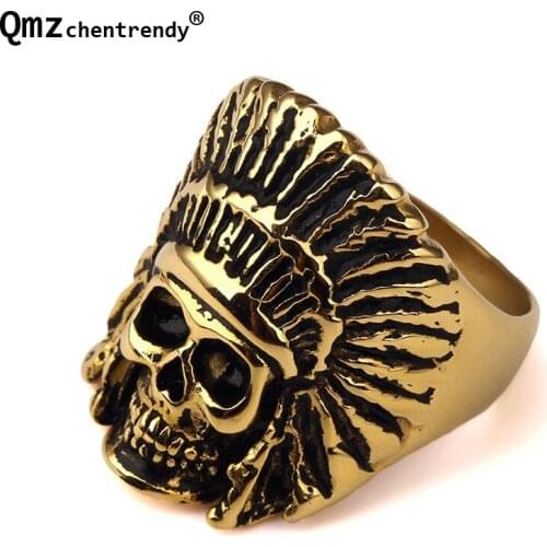 2016 Stainless Steel Vintage Indian Chief Rings Men Women Trendsetter Hip Hop Joyas Street Dancing Nightclub Punk Finger Jewelry