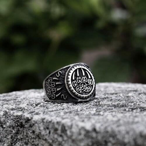 Vintage Viking Bear Claw Ring Men Stainless Steel Celtics Knot Ring Male Punk Biker Fashion Viking Jewelry Gift Wholesale