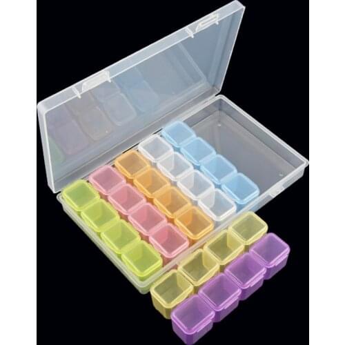 28 Slot Jewelry Storage Box Nail Art Beads Compartment Case Organizer For Jewelry Diamond Embroidery Craft Bead Storage Tool