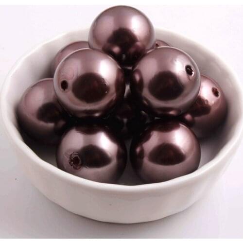 Kwoi vita Chunky Fashion A08 red brown color 20mm acrylic Imitation Pearl 100pcs a lot for kids Beaded Jewelry
