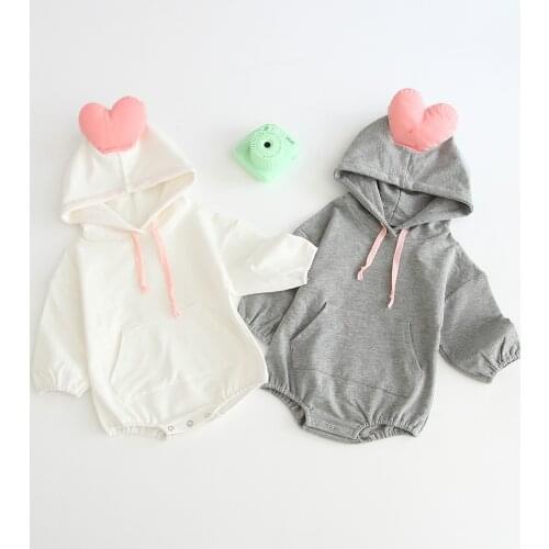 MILANCEL baby clothing cute baby boys bodysuits hood infant girls bodysuit heart style baby bodysuit