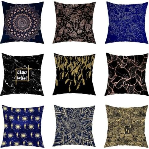 Fashion Bronzing Printed Leaf Pillow Case Sofa Waist Cushion Cover Throw Home Decor
