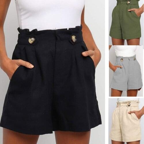 Fashion High Waist Women Shorts Casual Half- length Sashes Belted Women Loose Shorts Pockets 2021 Spring Summer Shorts