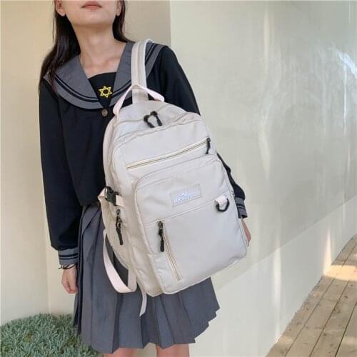 Fashion Womens Backpack Summer New Nylon Solid Color School Bag For Girls Trendy Large-capacity Waterproof School Backpack