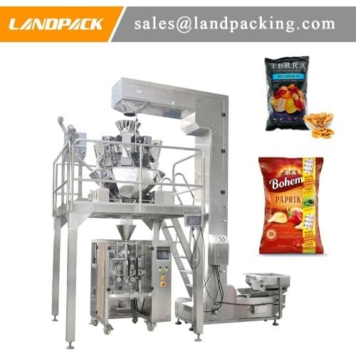 Multihead Linear Weigher Potato Chips Corn Flake Vertical Form Fill Seal Machine Puffed Sanck Packing Machine Precision Weighing