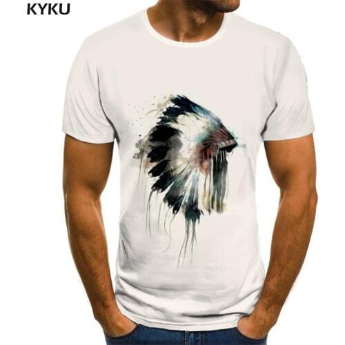 KYKU Brand Indians T shirt Men Harajuku Funny T shirts White T-shirts 3d Mens Clothing summer Printed Style O-Neck