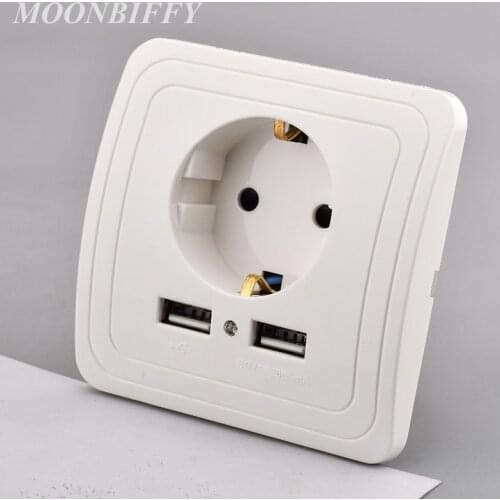 5V 2A Wall Charger EU Plug Dual 2 USB Ports Electric Adapter Wall Power Socket Plug Outlet Panel Power Charging Dock Station New