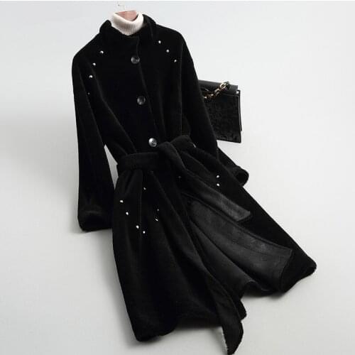 Real Winter Jacket Women Sheep Shearling Fur 100% Wool Coat Female Korean Long Coats Vintage Jackets KQN18023 Y1238