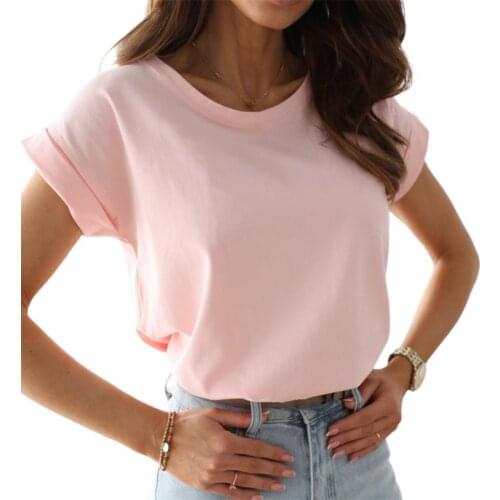 New Stylish Blouse Solid Color Loose Pullover Women Short Sleeve Blouse for Work Streetwear Tops